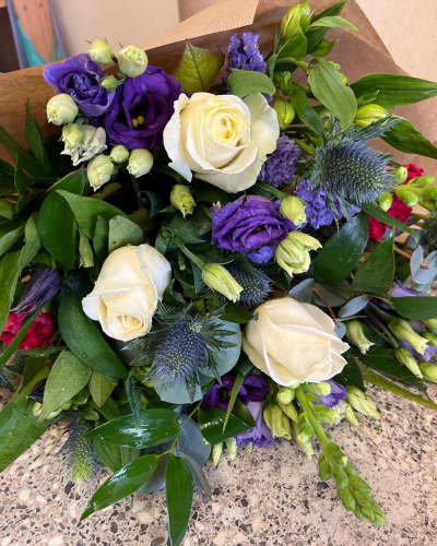 A&S Flower Studio - Purple & White Rose Bouquet