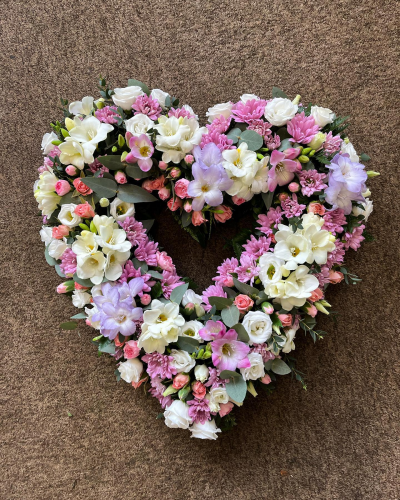 A&S Flower Studio - Pink & White Funeral Heart Tribute