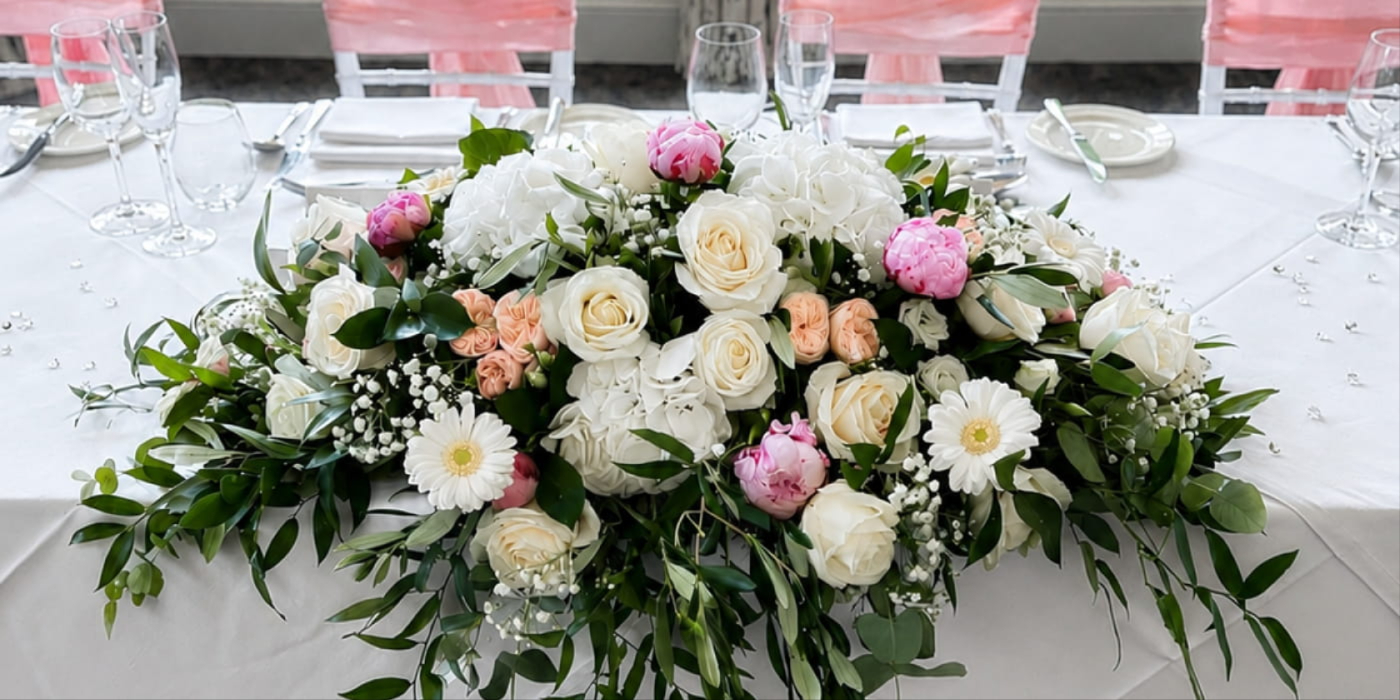 Wedding flowers created by A and S Flower Studio Tadworth