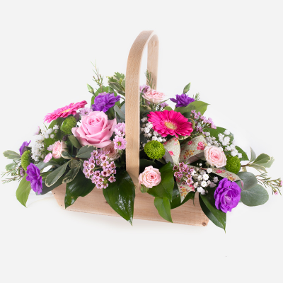 Bon Bon 
 - Shower them with love with this cutesy collection of seasonal flowers in pretty pastels. Beautifully arranged and stylishly presented in a traditional basket. 