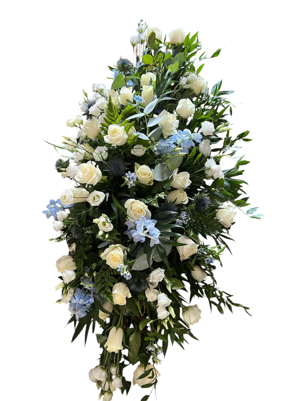 Light blue and white spray