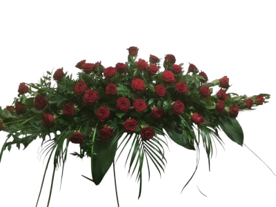 Red Coffin Spray - Red rose coffin spray.
